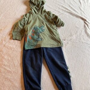 Carters Kids Dinosaur Hoodie and Pants Set - Green and Navy Blue